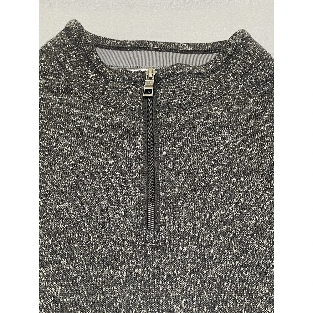 Peter Millar Men XXL Charcoal Grey Marled Quarter Zip Pullover Sweater Mock Neck